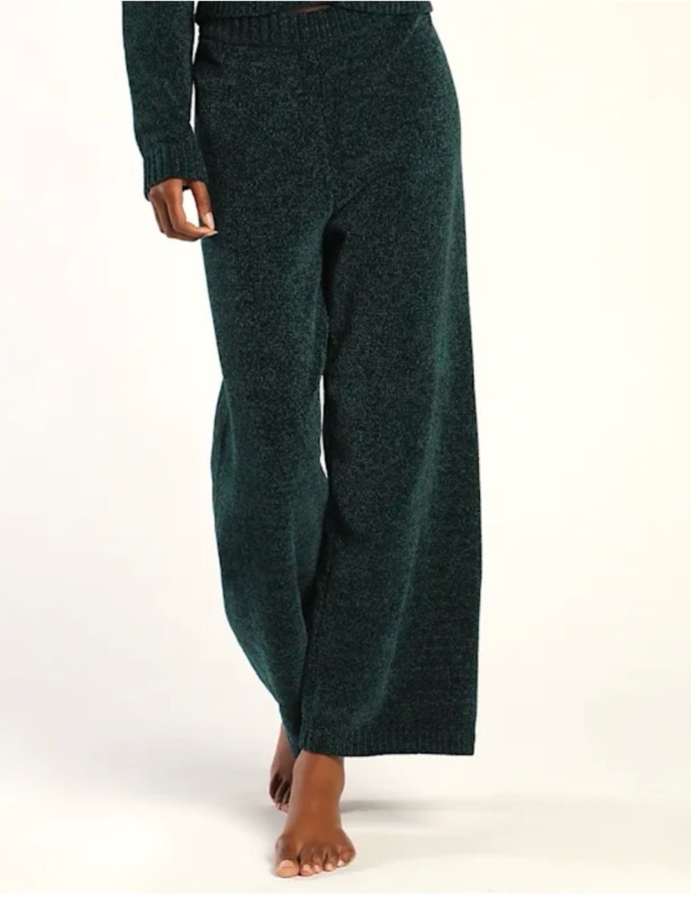 Lulu's Forest Green Wide-Leg Knit Pants